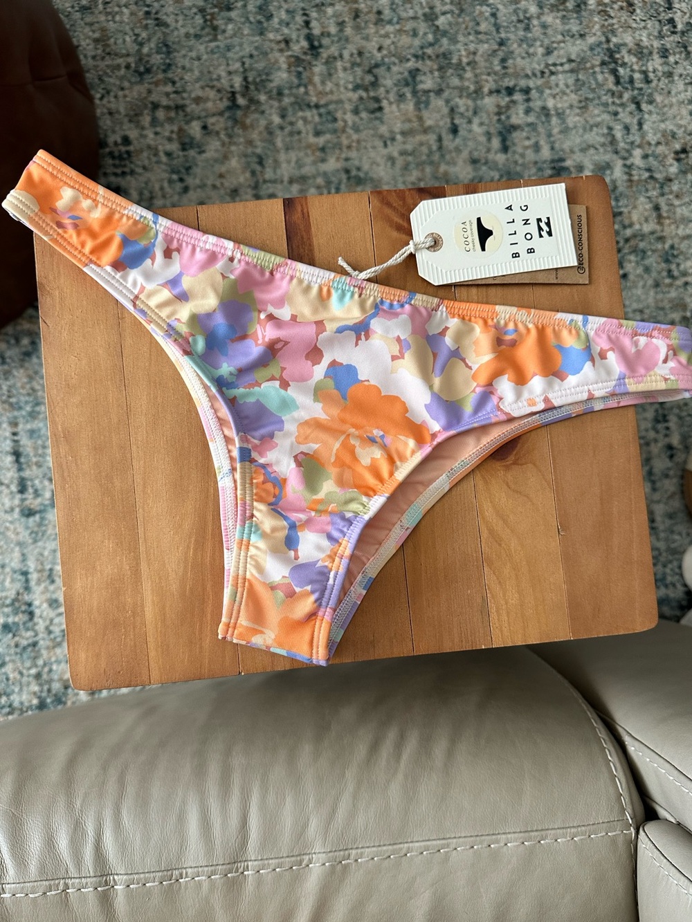 Billabong Paradise Cove Floral Bikini Bottom in Cocoa cheeky style